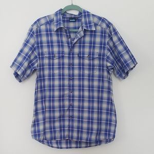 Men's Kavu Blue Plaid Short Sleeve Button Shirt L